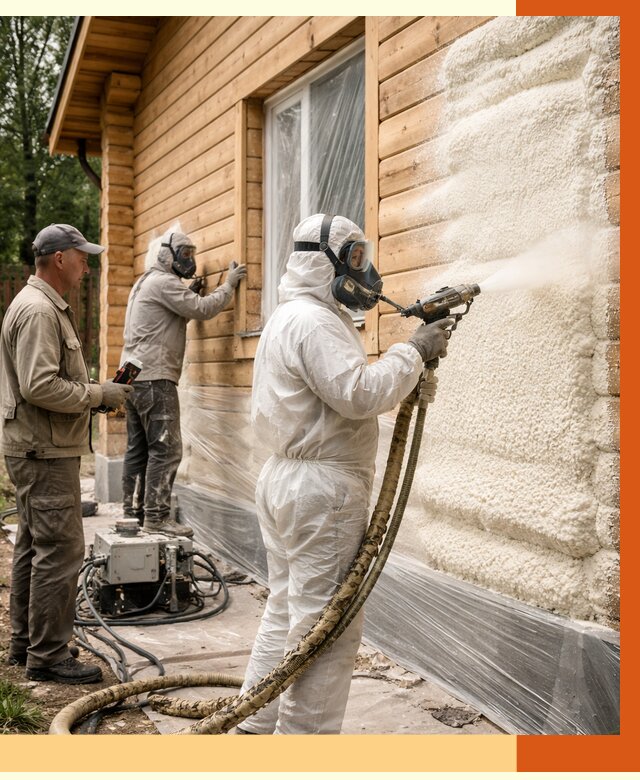 Утепление дома из бруса ППУ в чернушке от 3910 руб/м2 под ключ | ТепломастерЧрш