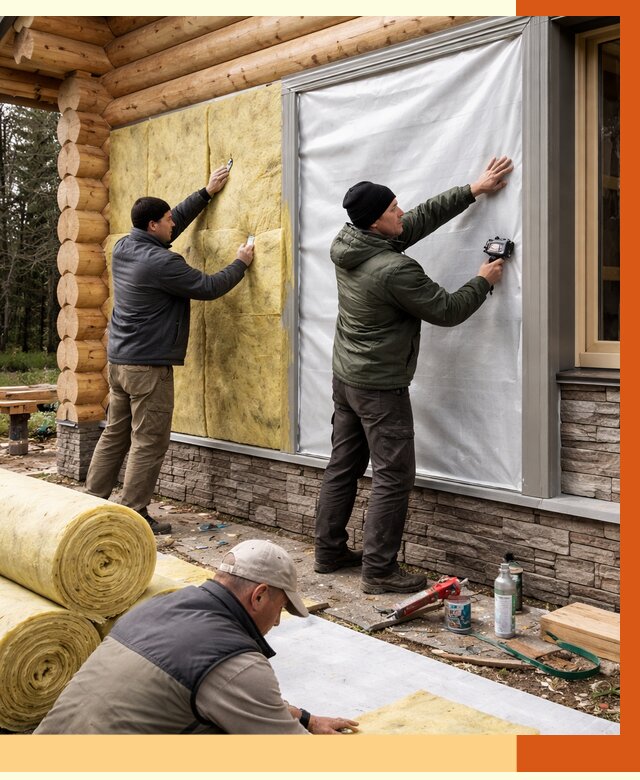 Утепление бревенчатого дома в чернушке от 7769 руб/м2 — заказать под ключ | ТепломастерЧрш