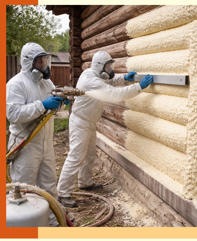 Утепление бревенчатого дома ППУ в чернушке эффективной изоляцией