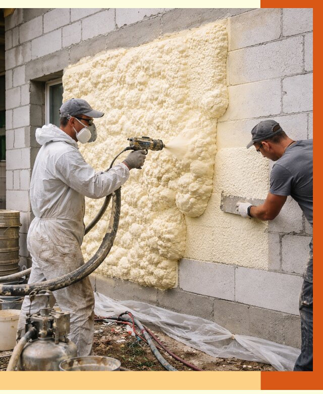 Утепление дома из газобетона ППУ в чернушке от 4875 руб./м² под ключ | ТепломастерЧрш