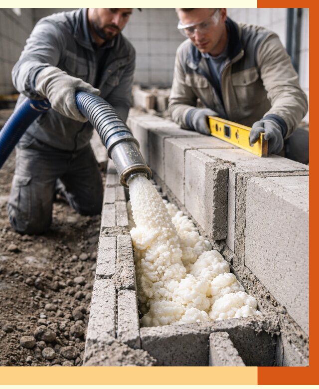 Заполнение колодцевой кладки ППУ в чернушке от 4266 руб. за м2 | ТепломастерЧрш