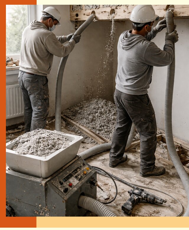 Заполнение пустот перекрытий пеной и наполнителями в чернушке