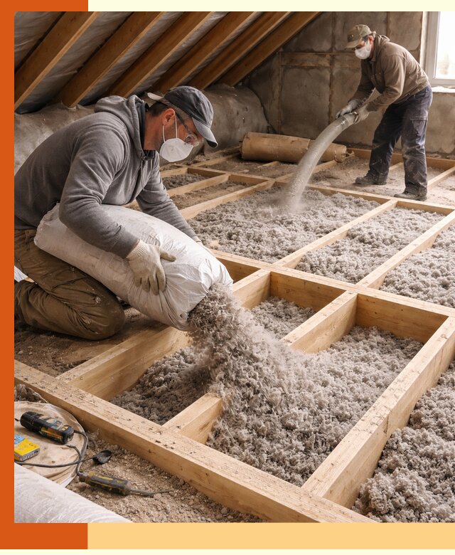 Заполнение полостей чердачного перекрытия в чернушке качественно и надёжно