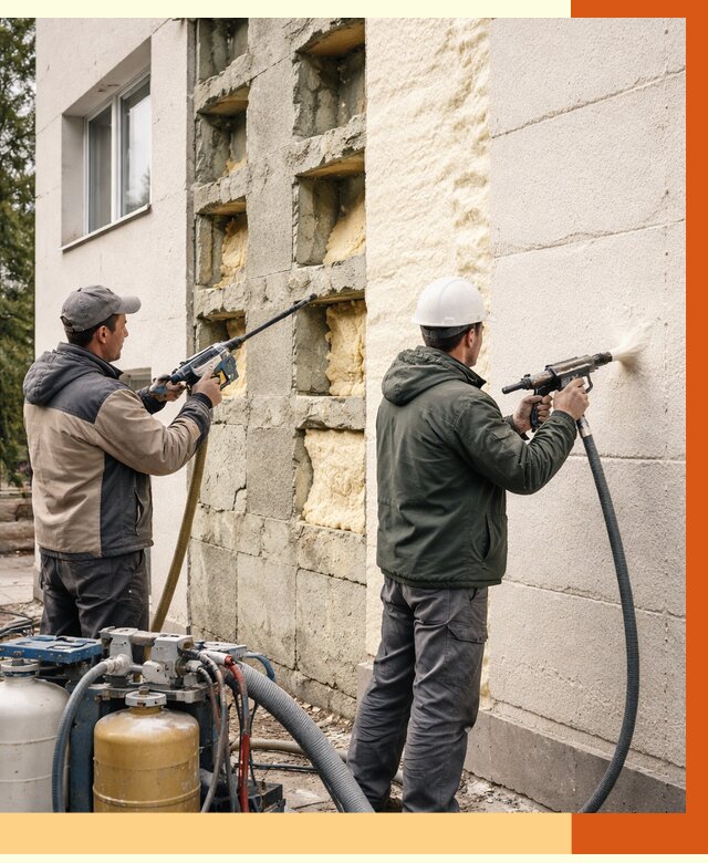 Заполнение пустот фасада в чернушке от 4570 руб. — утепление пустот облицовки | ТепломастерЧрш