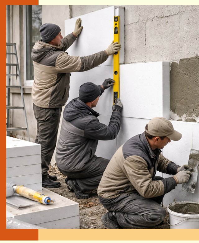 Утепление пенопластом наружных стен и фасадов в чернушке