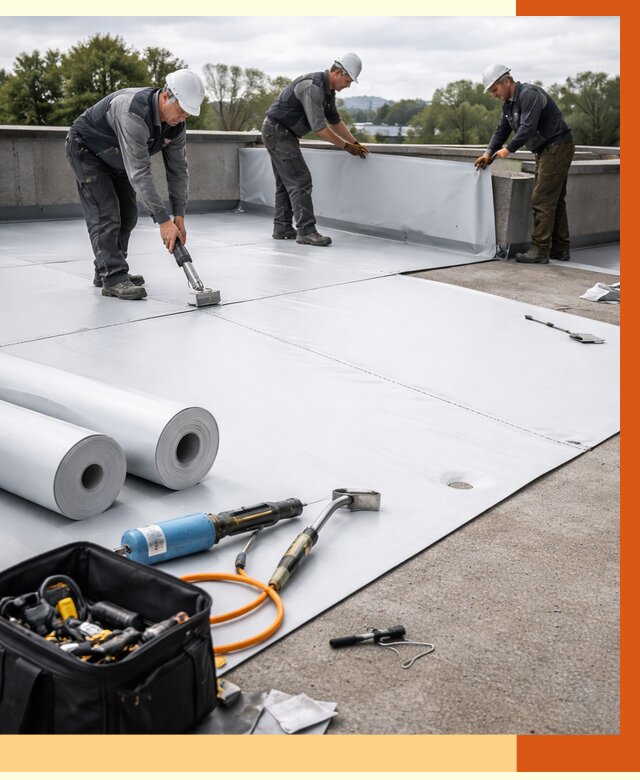 Гидроизоляция мембранной кровли в чернушке от 7617 руб./м² — профессионально | ТепломастерЧрш