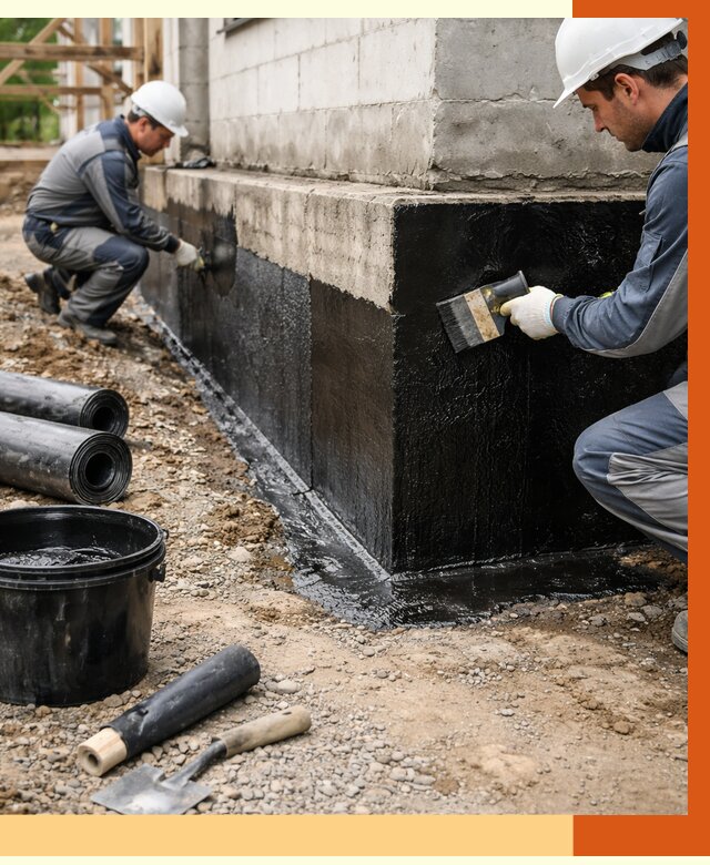 Гидроизоляция фундамента в чернушке от 1270 руб. — профессионально, под ключ | ТепломастерЧрш