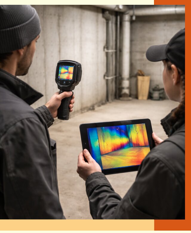 Тепловизионное обследование подвала в чернушке от 4570 руб. — проверка гидроизоляции | ТепломастерЧрш