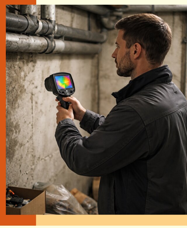 Тепловизионное обследование подвала в чернушке для поиска утечек тепла