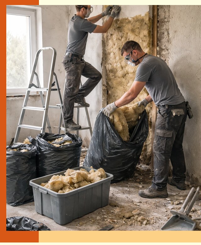 Демонтаж старого утеплителя и вывоз отходов в чернушке