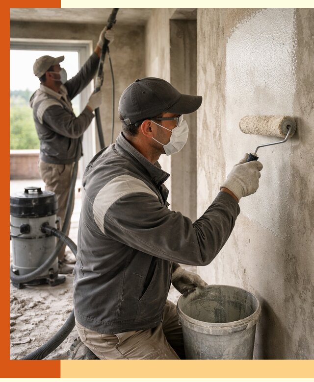 Подготовка поверхности под напыление утеплителя в чернушке