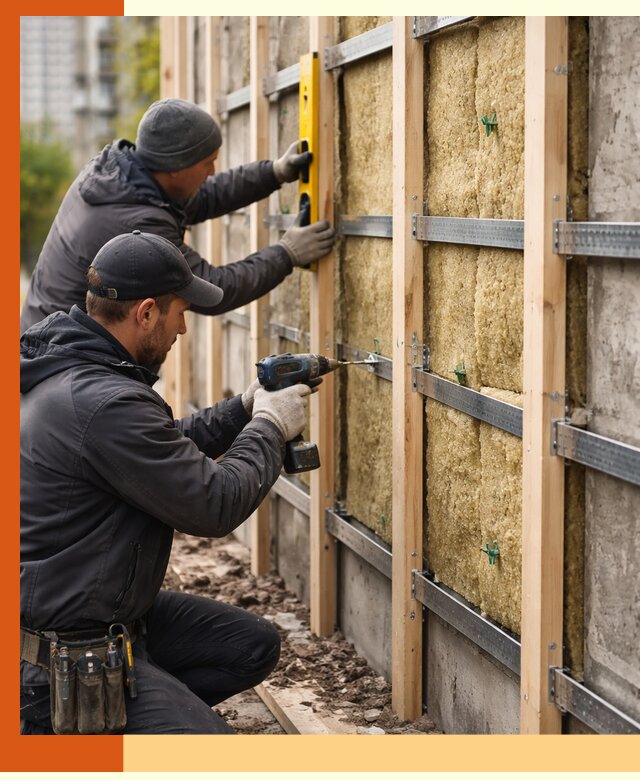 Монтаж обрешетки под утепление зданий и квартир в чернушке
